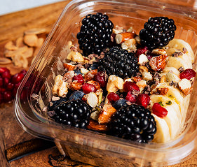Overnight Chia Oats with Blackberries, Blueberries, and Banana