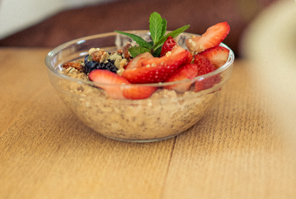Overnight Chia Oats with Blackberries, Blueberries, and Banana